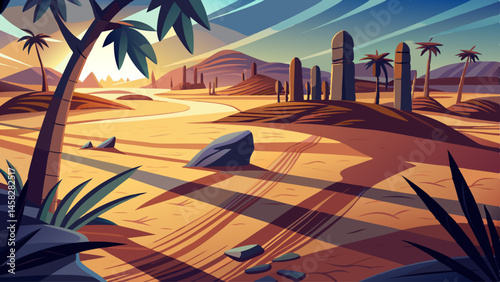 Shadows drift slowly across the still surface of an open, sunlit plain