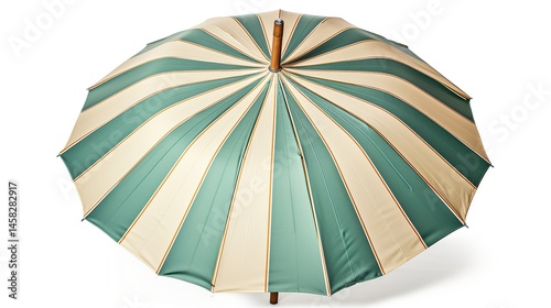 Striped umbrella, cream and teal