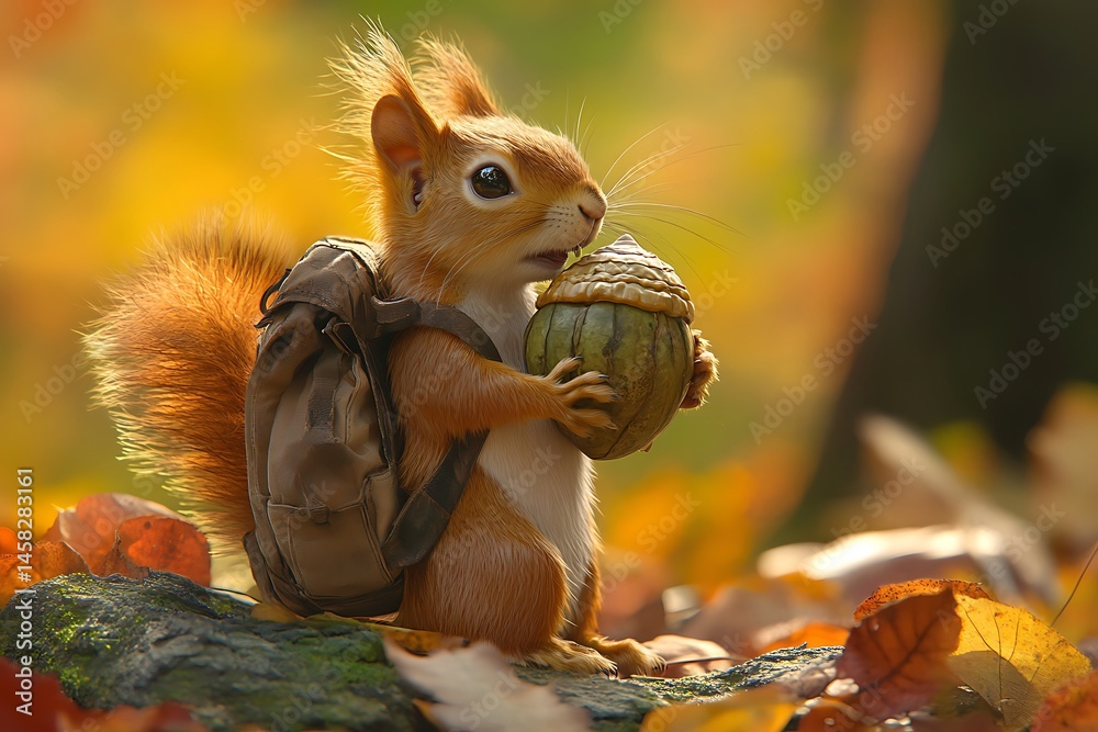 Obraz premium squirrel eating nut