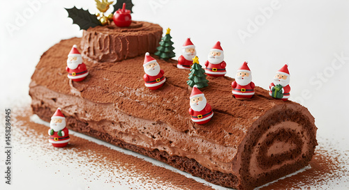 Delicious Chocolate Yule Log Cake for Christmas Cut Out Transparent Png