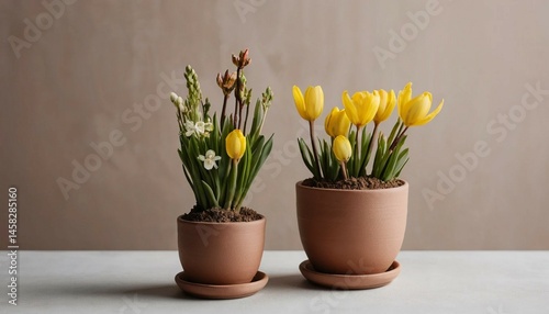Wallpaper Mural Springtime Bloom: Hyacinth and Crocus in Terra Cotta Pots Torontodigital.ca