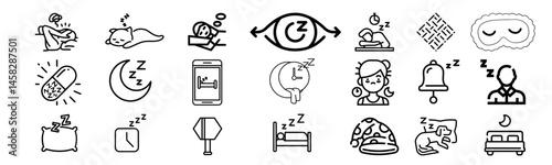 Sleep related editable line icon pack 