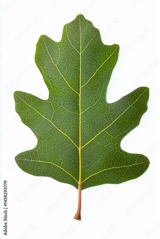 Fototapeta premium Green oak leaf isolated on white background