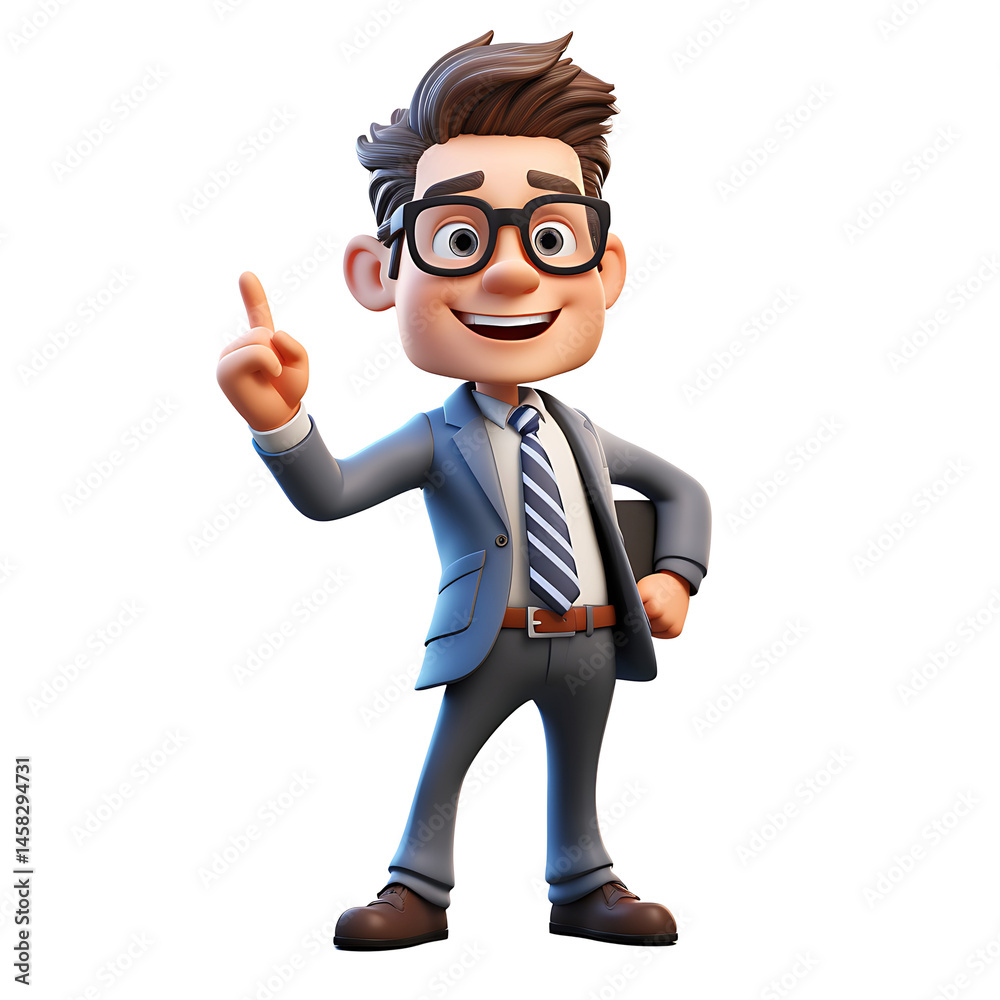 Confident Leader with an Idea: A determined business person, adorned in a sophisticated suit and glasses, confidently points upward, his smile reflecting a moment of ingenious inspiration. Confident Leader with an Idea: A determined business person, adorned in a sophisticated suit and glasses, confidently points upward, his smile reflecting a moment of ingenious inspiration.