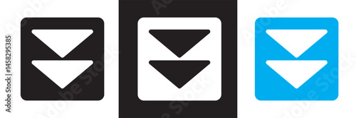 Expand down icon. Vector for websites, mobile interfaces, presentations, banner, visual branding etc. Vector illustration. isolated on white and black background. EPS 10