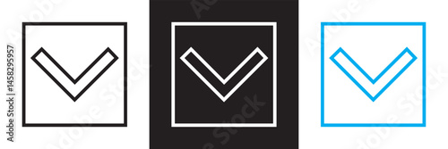 Expand down icon. Vector for websites, mobile interfaces, presentations, banner, visual branding etc. Vector illustration. isolated on white and black background. EPS 10