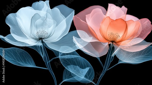 Delicate, translucent flowers in soft pastel colors