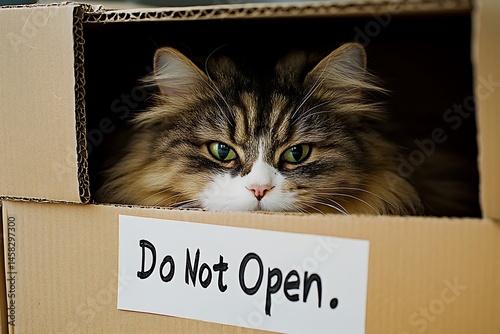 kitten hiding inside the box