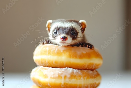a ferret with donuts