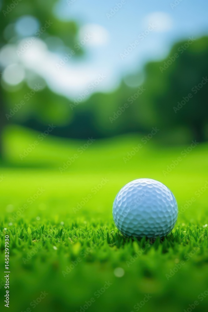 Obraz premium A pristine golf ball rests on a lush green putting surface , golfing, sports equipment