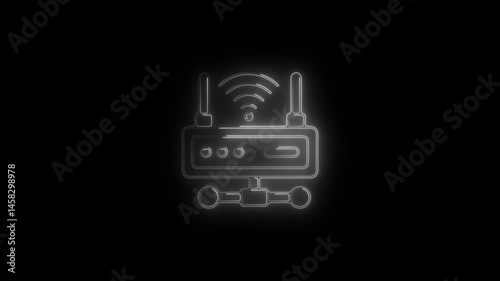 Wallpaper Mural Glowing neon wifi-router icon.HD motion graphic video animation with neon effects.isolated on a black background. Torontodigital.ca
