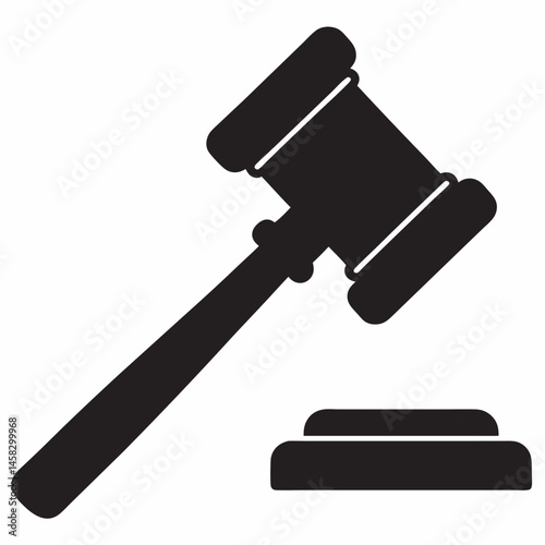 Gavel Icon Justice Law Auction Court Verdict Symbol Black White Simple Minimalist Legal Judge Hammer Auctioneer Bidding