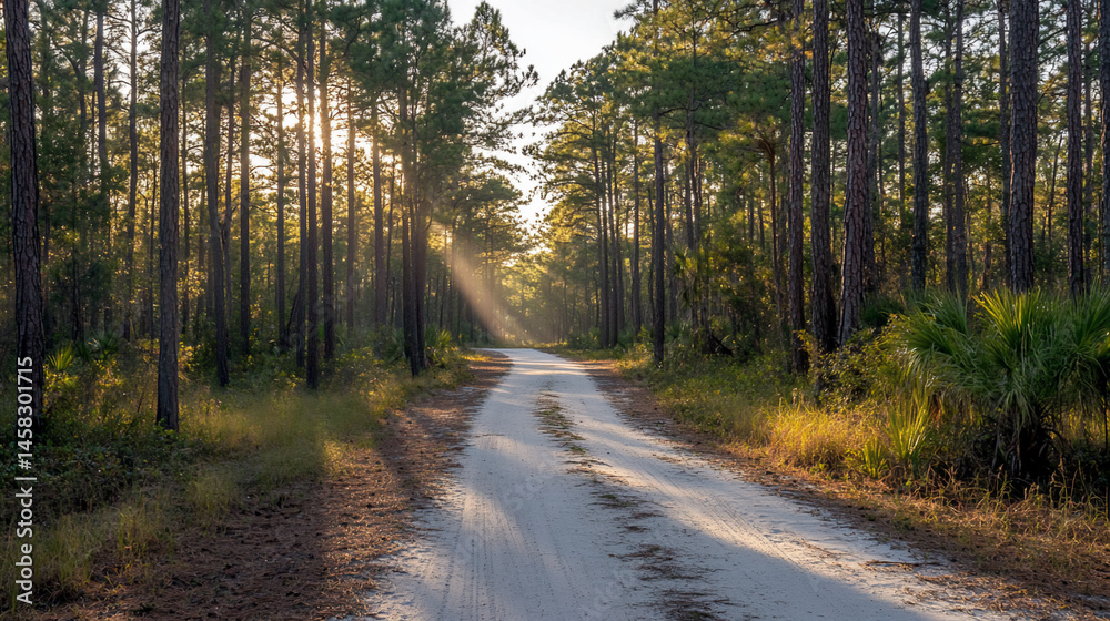 Obraz premium Sunlit Forest Path (1)