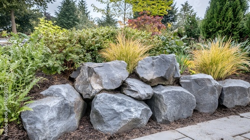 Stunning Grey Boulder Rock Garden Landscape Design