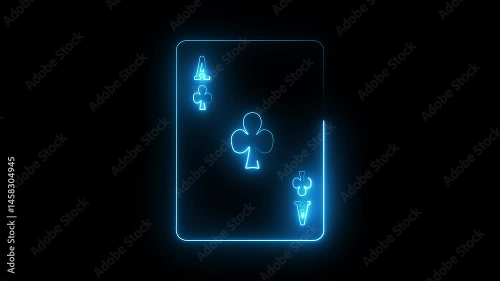 Glowing neon club-card icon isolated on black background. HD Video motion graphic animation Glowing neon club-card icon isolated on black background. HD Video motion graphic animation