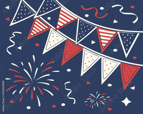 Fourth of July fireworks burst in a patriotic display of stars and celebration for USA's Independence Day
