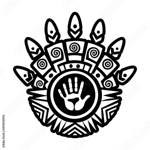 A solid style icon of handprint symbol