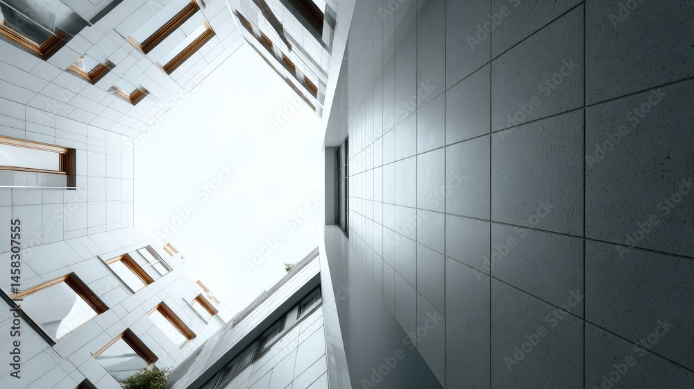 Fototapeta premium Modern Building Atrium: A Minimalist Architectural Perspective