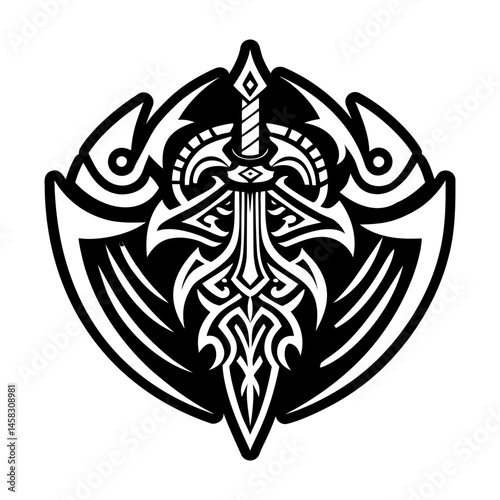 A filled style icon of sword tattoo