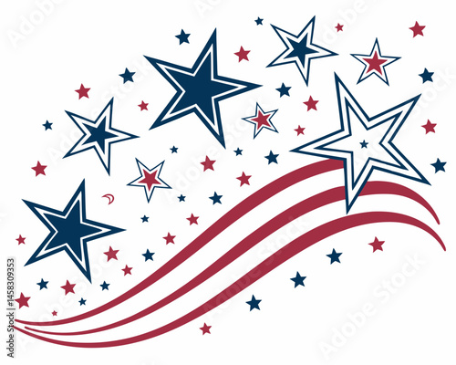 Festive Fourth of July stars burst red and blue design perfect for patriotic celebrations independence day graphics