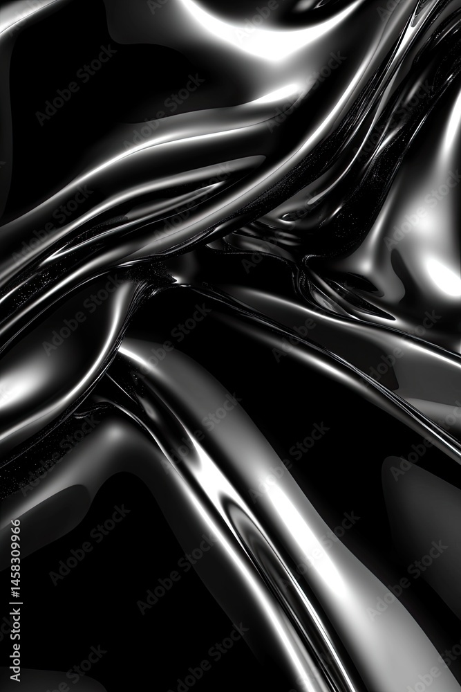 Obraz premium Abstract black, shiny, swirling, liquid texture