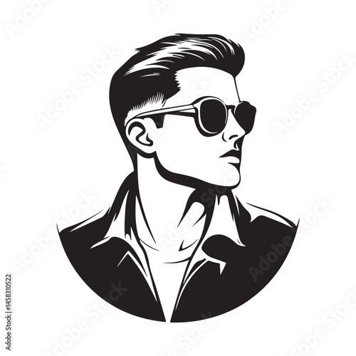 Stylish Male Model Wearing Cool Black Sunglasses in an Elegant Fashion Pose Vector
