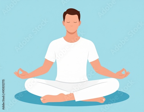 Man In Meditation Pose Illustration