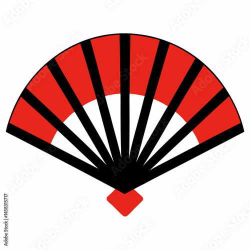  Hand fan vector on white background.