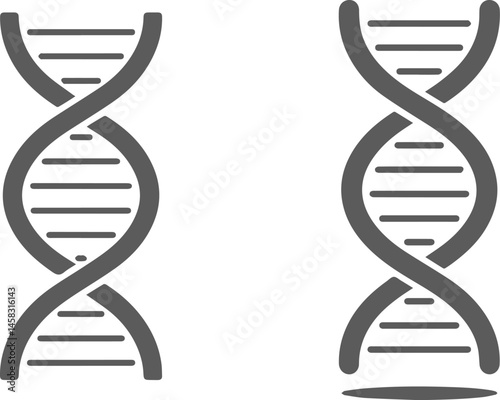 Two grey dna double helix icons representing genetics and molecular biology