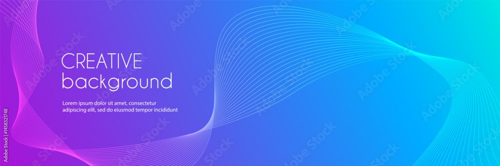 Abstract colorful gradient creative vector long banner template. Wavy minimal trendy background for business presentations, web header design