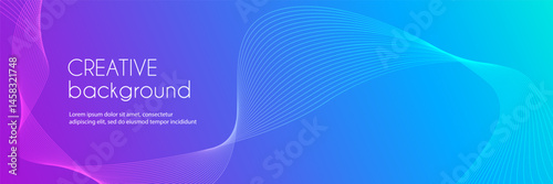 Abstract colorful gradient creative vector long banner template. Wavy minimal trendy background for business presentations, web header design