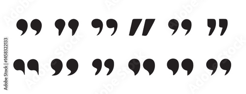 Set of quote mark. Quotes icon vector set. Quotemarks outline, speech marks, inverted commas or talking marks collection. black quotes icon set.  inverted commas symbol. vector illustration eps 10.