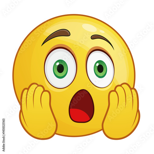 Shocked Emoji Face – Surprised Cartoon Expression, Astonished Reaction, Vector Illustration