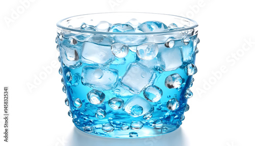 Obraz na płótnie Sweet carbonated water with ice cubes in glass isolated on white w salonie