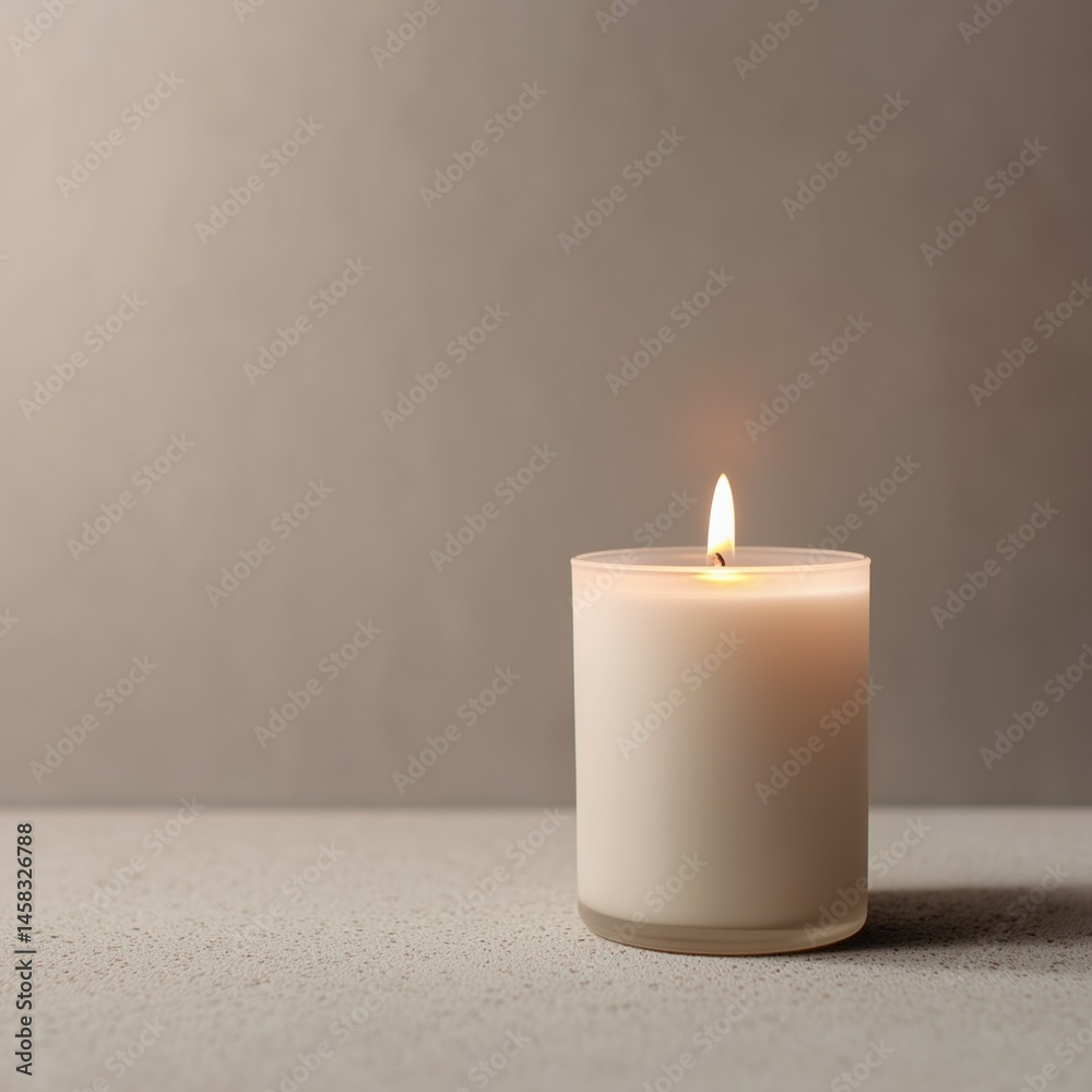 Glowing Candle in Glass Holder with Warm Light in Darkness, Romantic and Peaceful Ambience for Home Decor Glowing Candle in Glass Holder with Warm Light in Darkness, Romantic and Peaceful Ambience for Home Decor
