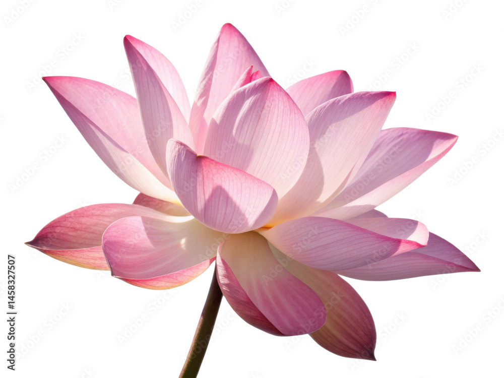 Fototapeta premium Beautiful lotus flower blooms gracefully with delicate pink petals radiating elegance and tranquility