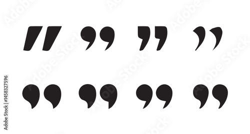Set of quote mark. Quotes icon vector set. Quotemarks outline, speech marks, inverted commas or talking marks collection. black quotes icon set.  inverted commas symbol. vector illustration eps 10.