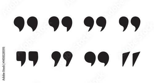 Set of quote mark. Quotes icon vector set. Quotemarks outline, speech marks, inverted commas or talking marks collection. black quotes icon set.  inverted commas symbol. vector illustration eps 10.