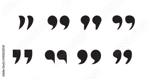 Set of quote mark. Quotes icon vector set. Quotemarks outline, speech marks, inverted commas or talking marks collection. black quotes icon set.  inverted commas symbol. vector illustration eps 10.