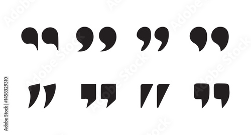 Set of quote mark. Quotes icon vector set. Quotemarks outline, speech marks, inverted commas or talking marks collection. black quotes icon set.  inverted commas symbol. vector illustration eps 10.