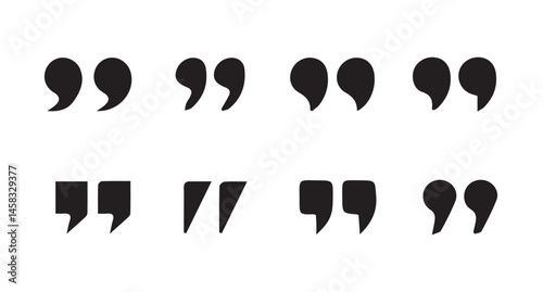 Set of quote mark. Quotes icon vector set. Quotemarks outline, speech marks, inverted commas or talking marks collection. black quotes icon set.  inverted commas symbol. vector illustration eps 10.
