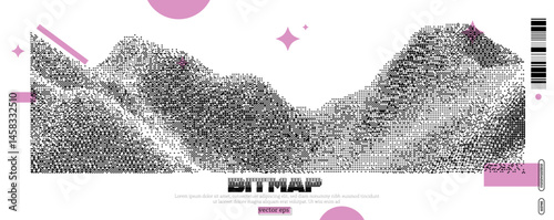 Vector illustration capturing a surreal landscape with a unique design reflecting Y2K and Dada influences