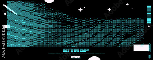 Abstract vector illustration showcasing y2k and dada themes through a striking bitmap pattern in vibrant colors