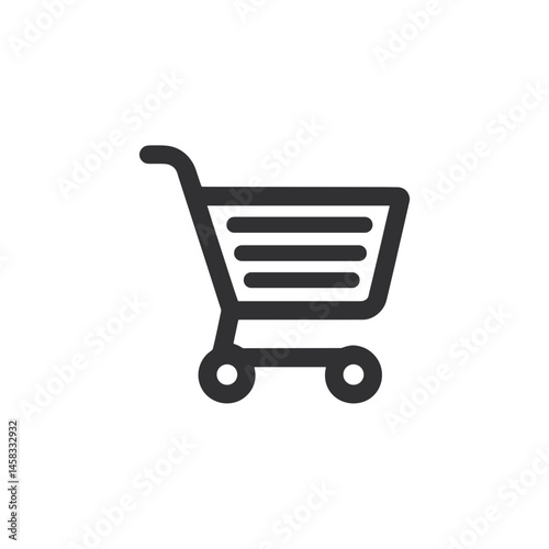 Shopping cart icon in minimalistic style on white background  