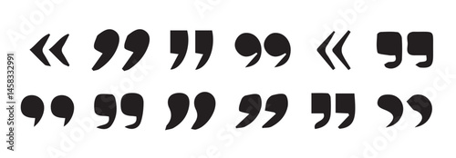 uotes icon vector set. Quotemarks outline, speech marks, inverted commas or talking marks collection.Talk bubble speech icon. Quotation signs isolated on white background. Vector illustration eps 10.