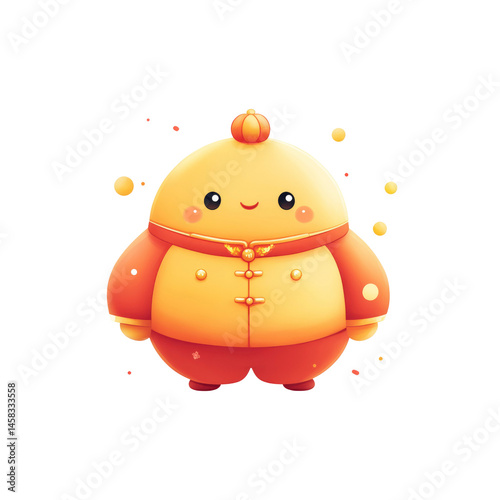 Obraz na płótnie Adorable Chinese New Year Cartoon Character in Traditional Clothing w salonie