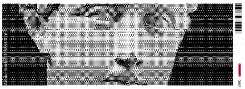 Retro-futuristic vector illustration blending y2k and dada elements in unique bitmap style, showcasing a stylized human face with intricate details