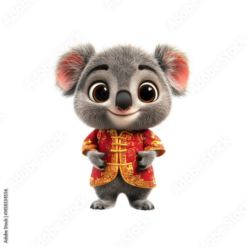 Obraz na płótnie Adorable Koala in Traditional Chinese Clothing for Lunar New Year w salonie