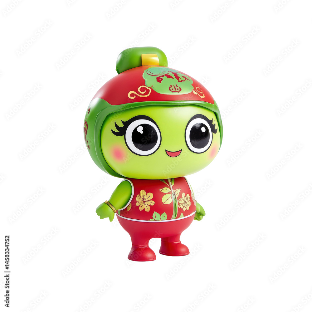 Adorable Cartoon Character in Traditional Chinese Clothing 3D Render
