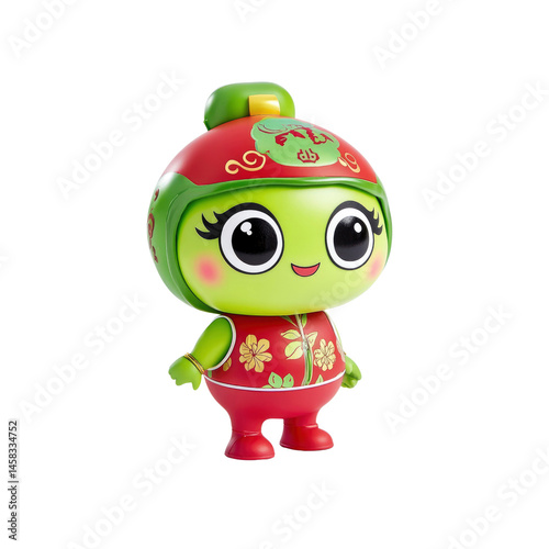 Obraz na płótnie Adorable Cartoon Character in Traditional Chinese Clothing 3D Render w salonie